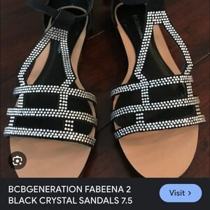 BCBGeneration Black and Silver Crystal Strappy Sandals